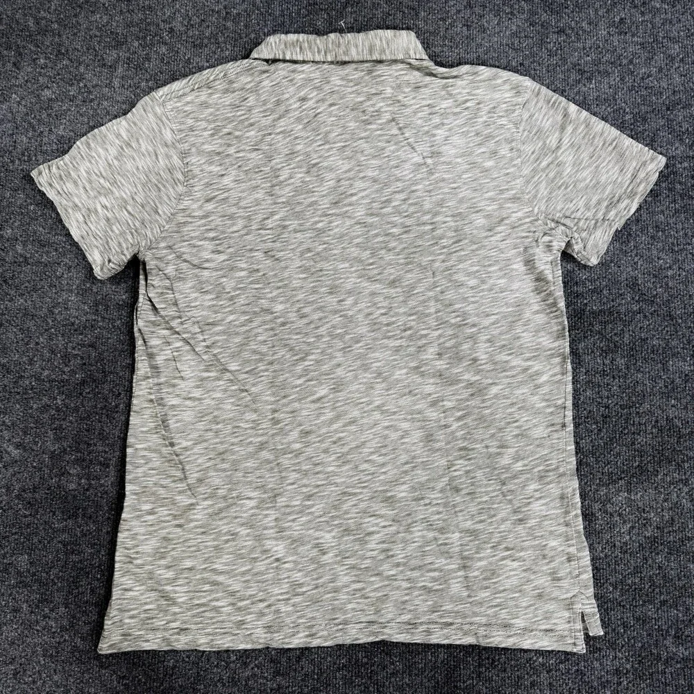 Quiksilver Mens Polo Shirt Size L Gray Olive Striped Short Sleeve Modern Fit